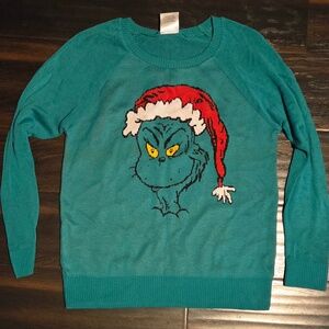 Green Lt Wt GRINCH sweater - Christmas Sweater for the office!  True Green Med